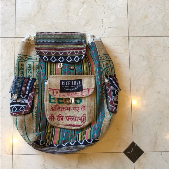 recycled rice bag backpack